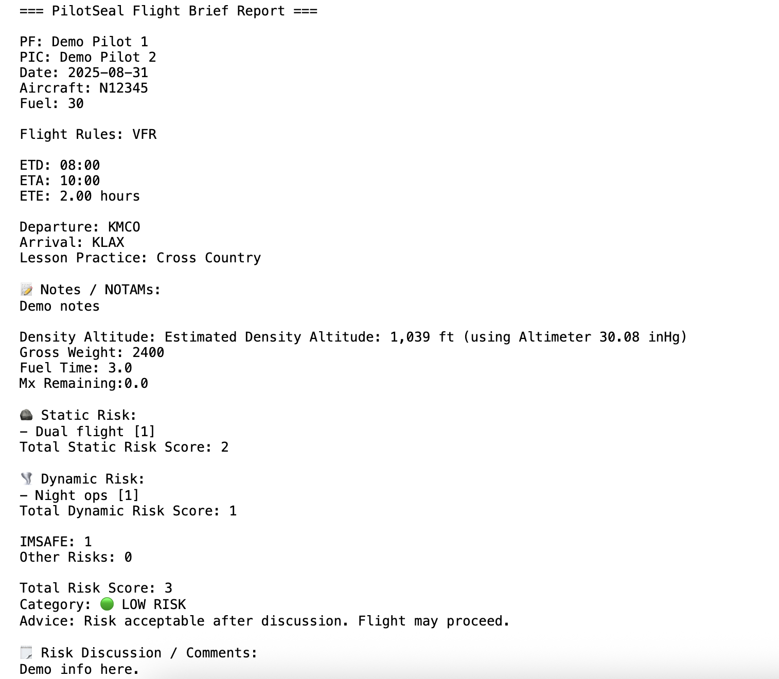 Flight Brief tool preview