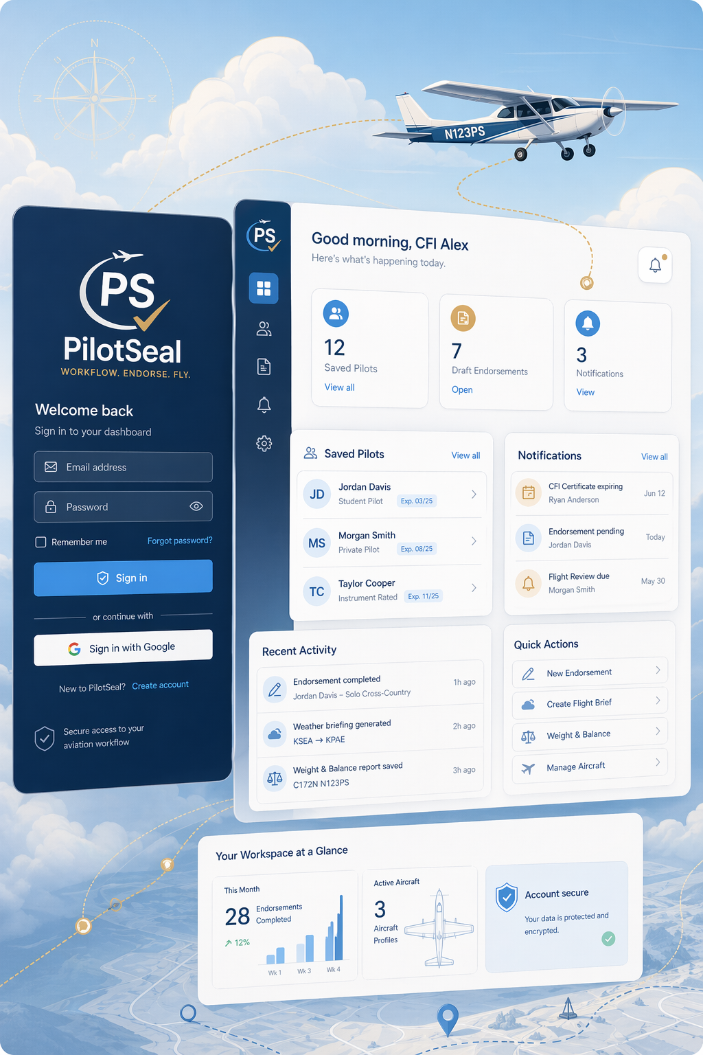 PilotSeal account workspace preview